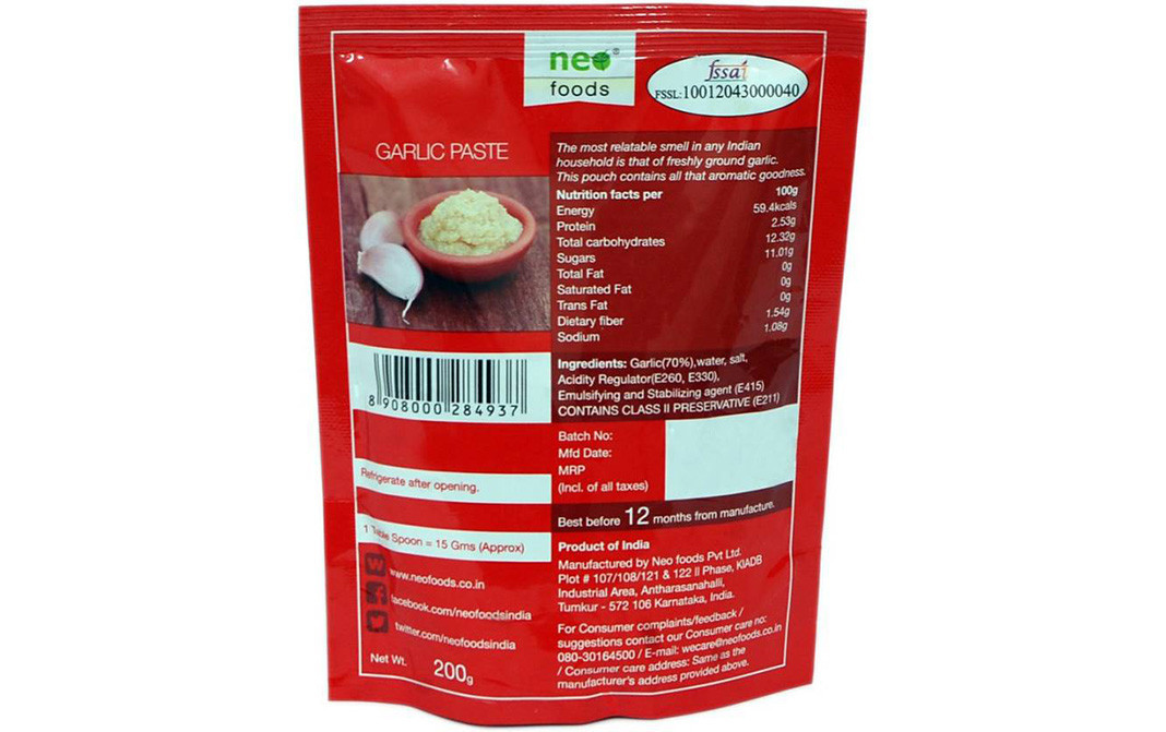 Neo Garlic Paste    Pack  200 grams